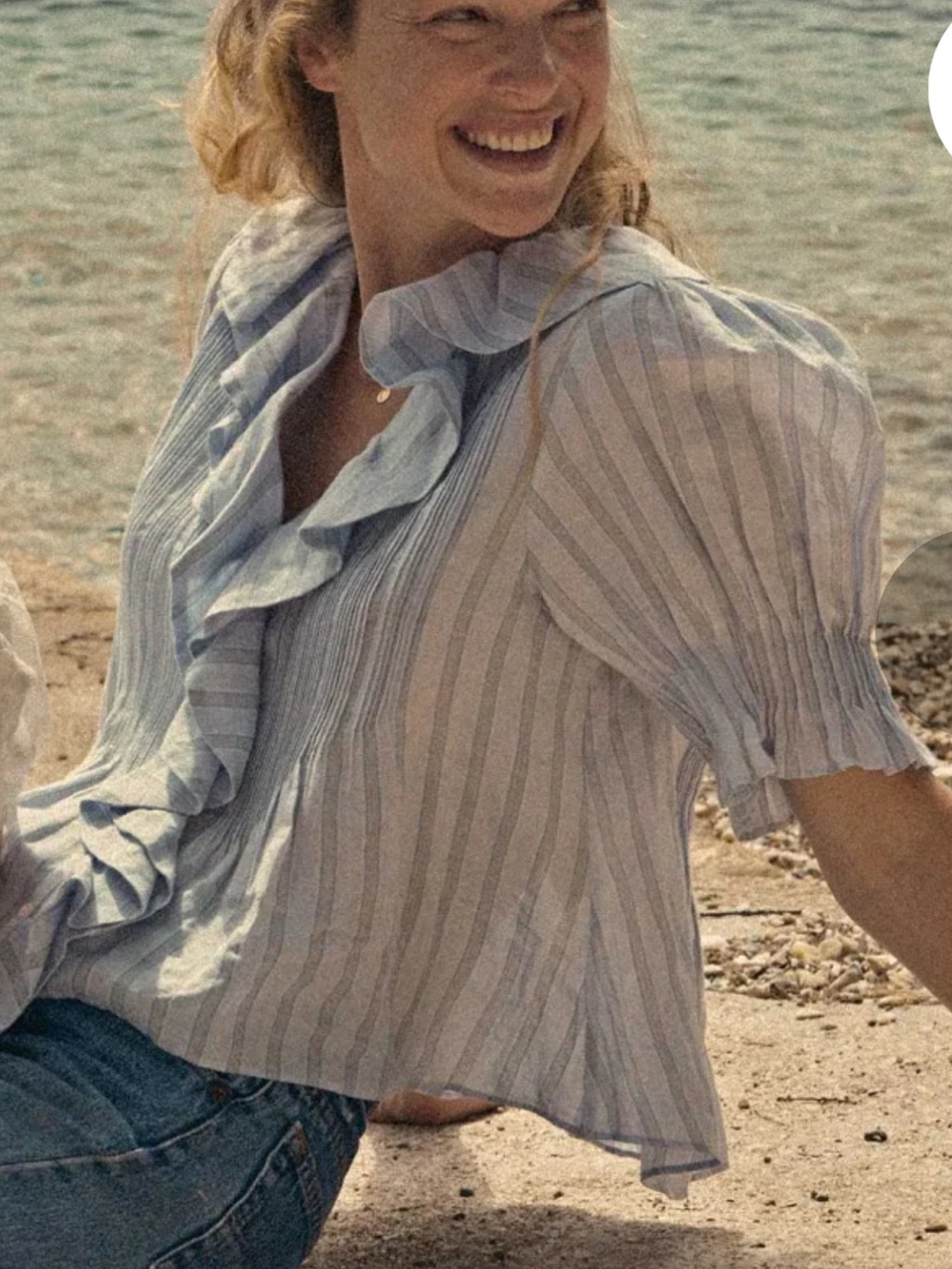Doen Henri Ramie Top - Light Blue Stripe